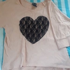 Soft Sweater with Lace Heart Center